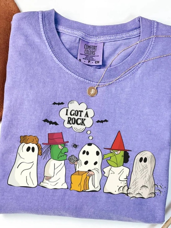 Comfort Colors Tops - Comfort Colors violet Halloween Graphic Tee with Ghosts